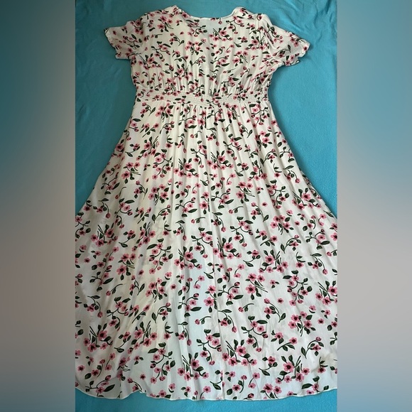 BEACH PARTY floral maxi dress smocked stretchy waist tassel strings size XXL - Picture 4 of 16